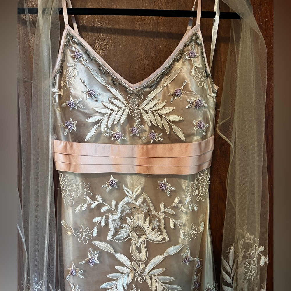 Vintage Sue Wong Designer Gown with scarf - Picture 2 of 10